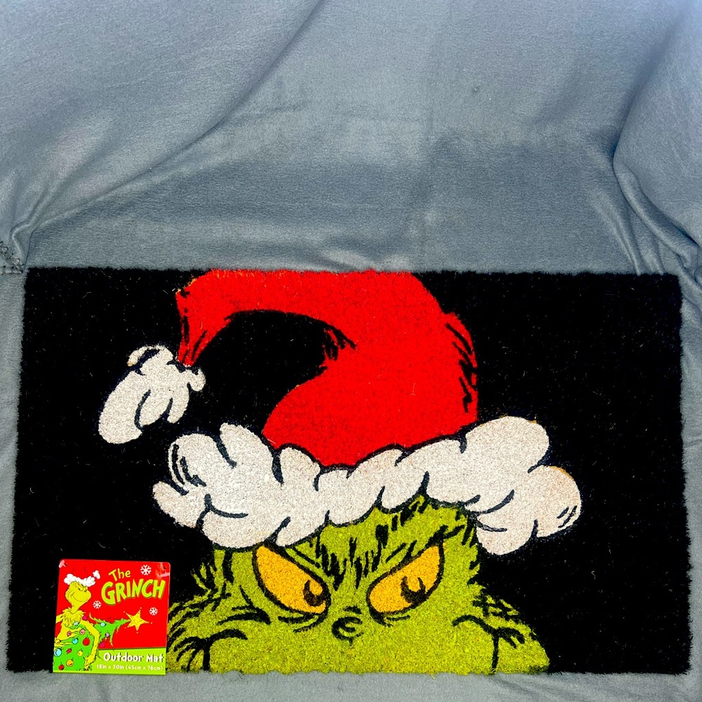 Grinch Door Mat  For Outdoor Entrance , The Grinch Smile Coir Welcome ,18x 28 In